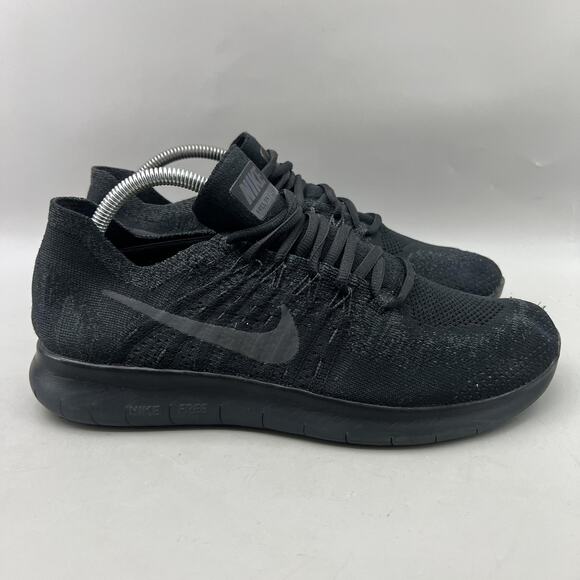Nike Free RN Flyknit 2017 Shoes Women Size 11 Black Running Athletic Sneakers - Picture 1 of 9